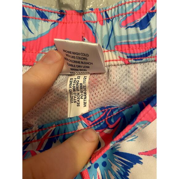 Vineyard Vines Pink Blue Swim Trunks Shorts Pockets Swim Shorts Floral - Picture 6 of 9